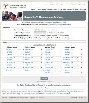 Search page for the Y-DNA database of the Sorenson Molecular Genealogy ...