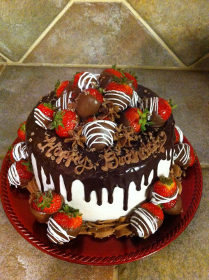 Chocolate covered strawberries birthday cake