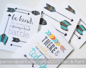 Inspirational quote, Arrows, Native American, Set of Four Folded Note ...