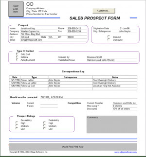 Sales prospect form