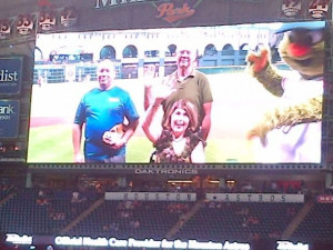 Diane and Michael Bennett on the jumbotron spreading ALS awareness at ...