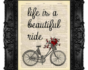 ... Mixed Media Bike Art Dictionary Art Print Inspirational Quote 423