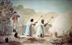 How is the white man standing? What is he doing?What does this ...