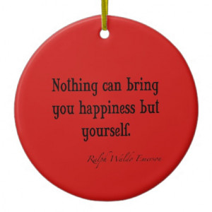 Vintage Emerson Happiness Quote Poppy Red Christmas Ornaments