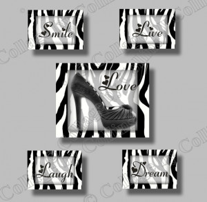 Inspirational Quote Zebra Print SMILE dream LIVE love LAUGH Art Wall ...