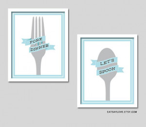 Utensil art, Fork art, spoon art, lets spoon, kitchen pun prints ...