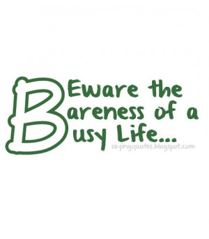 Beware the bareness of busy life