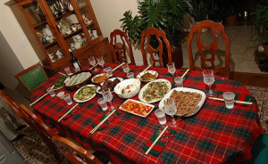food christmas dinner table a table laid with a roast the buffet table ...