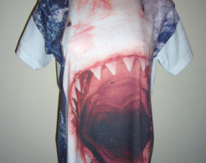 Jaws Cruel Shark Animal Men Short S leeve T Shirts White Tee Shirts ...