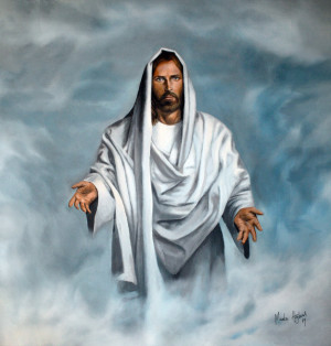 Jesus Picture Holding Arms Open In The Clouds