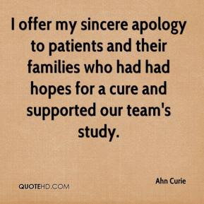 Ahn Curie - I offer my sincere apology to patients and their families ...