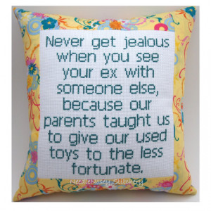 ... Pillow Funny Quote, Floral Pillow, Breakup Quote, Jealousy Quote