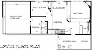 Lower Level image of 3 Story Craftsman with Sport Court House Plan
