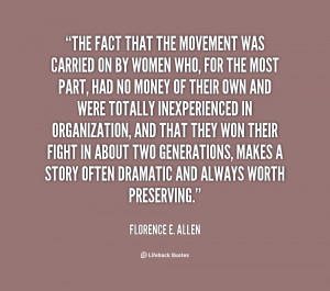 quote Florence E Allen the fact that the movement was carried 59090