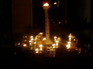 Steve artfully set up the table with candles; We all ate Saturday ...