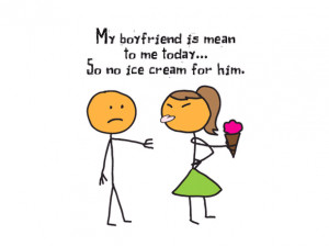 boyfriend, ice cream, love, mean, quotes