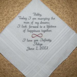 Infinity Symbol Message to your Fiance Embroidered Wedding Hankerchief ...