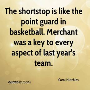 Carol Hutchins - The shortstop is like the point guard in basketball ...