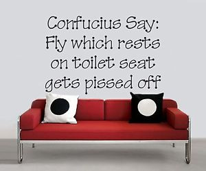 ... Sticker-FLY-RESTS-ON-TOILET-GETS-PISSED-OFF-Quote-Vinyl-Decal-CF-21-C4