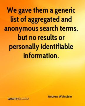 We gave them a generic list of aggregated and anonymous search terms ...