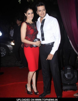 Riteish Deshmukh and Genelia D Souza during the celebration of Sridevi