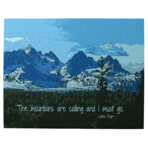Mountain Peaks digital art - John Muir quote Jigsaw Puzzles