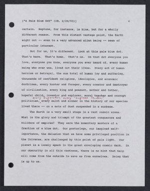 An Early Draft of Carl Sagan's Famous 'Pale Blue Dot' Quote