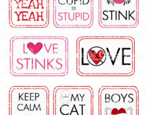 UnValentine Love Stinks Cards Digi tal Printable U PRINT Instant ...