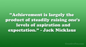 ... one’s levels of aspiration and expectation.” – Jack Nicklaus