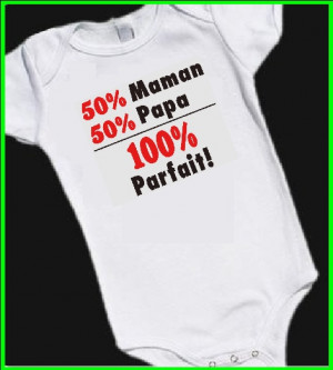 Pyjama de Bébé Humoristique 50% PAPA, 50% MAMAN