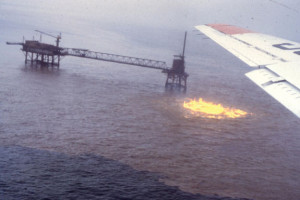 The Ixtoc I oil well after the 1979 accident. Photo by Stephen Macko