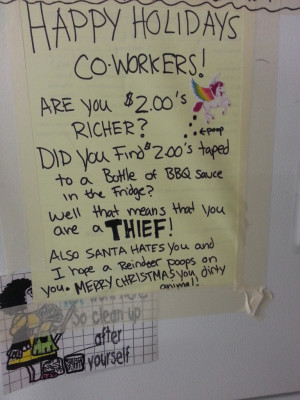 Happy Holidays Co-Workers! Are you $2 richer? Did you find $2 taped to ...