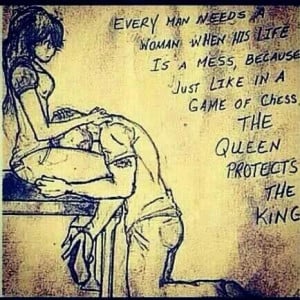 The queen protects her king.