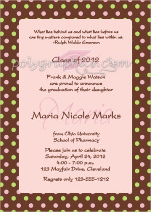 Graduation Party Announcement Polka Dots and Graduation Cap