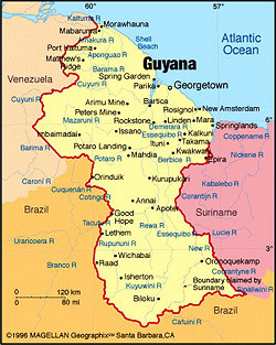 The name Guyana is an Amerindian word meaning Land Of Many Waters.