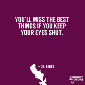 ... ’ll miss the best things if you keep your eyes shut.” ~ Dr. Seuss