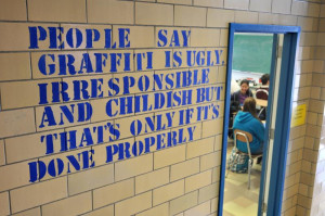 British street artist Banksy. Students in Easthampton High School art ...