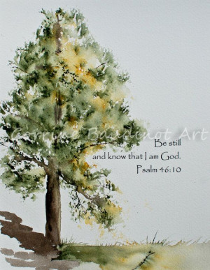 Watercolor painting of Old Oak Tree with Bible verseWatercolors Dreams ...
