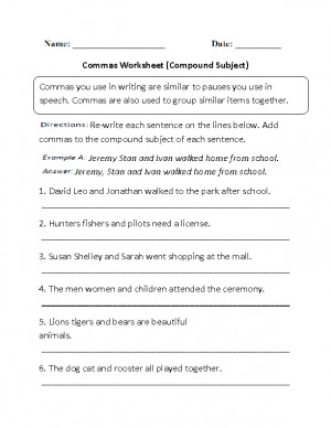 sentences compound subject and compound predicate worksheet