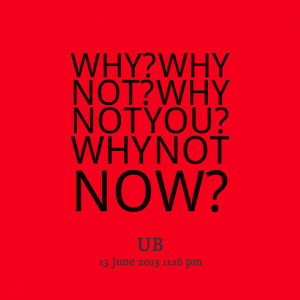 Quotes Picture: why? why not? why not you? why not now?