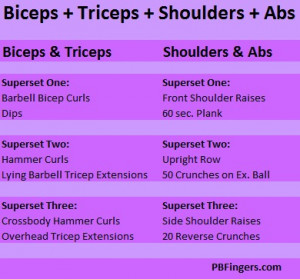 Biceps + Triceps + Shoulders + Abs