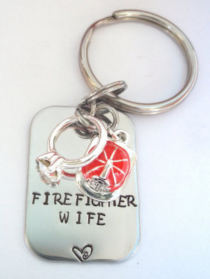 Firefighter Wife' Keychain (with helmet and wedding ring charms ...