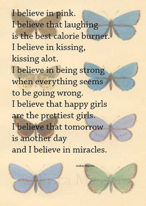 Believe- | Quote: Audrey Hepburn | Vintage Butterflies Illustration ...