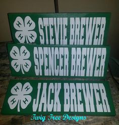 4H Name signs - perfect for stalls or cages @ fair More