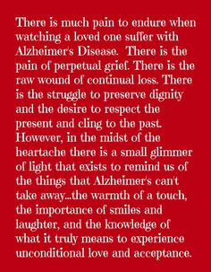 ... and her dementia and once again feeling all alone through it all. More