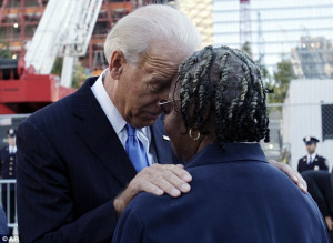 Sharing grief: Vice President Joe Biden comforts a woman grieving over ...