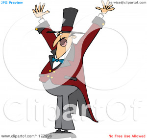 Cartoon of an Enthusiastic Circus Ringmaster Man Holding His Arms up ...