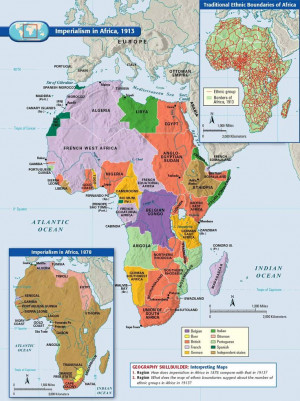 Imperialism in Africa, 1913 map. Showing the territory occupied by the ...