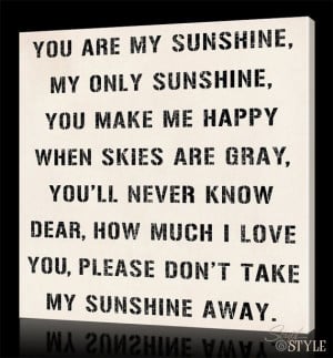 Custom Canvas Wall Art with Quote, You Are My Sunshine, 20