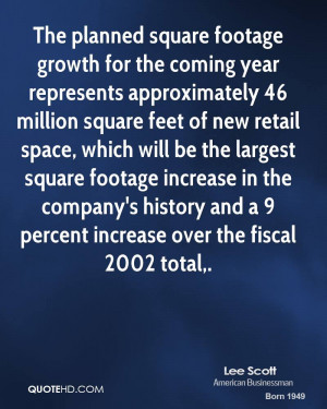 The planned square footage growth for the coming year represents ...